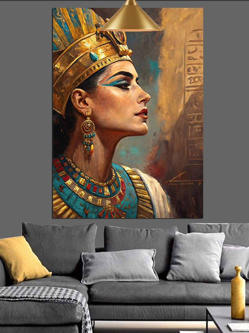 Mısır Kraliçesi Nefertiti Portresi Dekoratif Kanvas - Mdf Ahşap Tablo