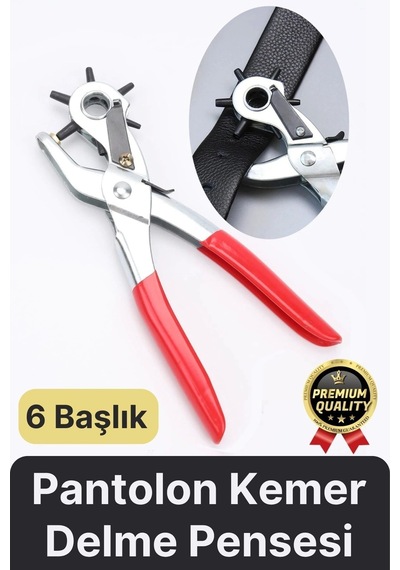 Çok Fonksiyonlu Paslanmaz Çelik Delik Açma Aleti 6 Başlıklı Kumaş Deri Pantolon Kemer Delme Pensesi