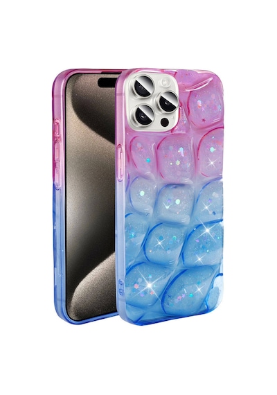 Zore iPhone Uyumlu 15 Pro Kılıf Simli 3d Desenli Ogaa Hacar Kapak - Pembe-mor N/a