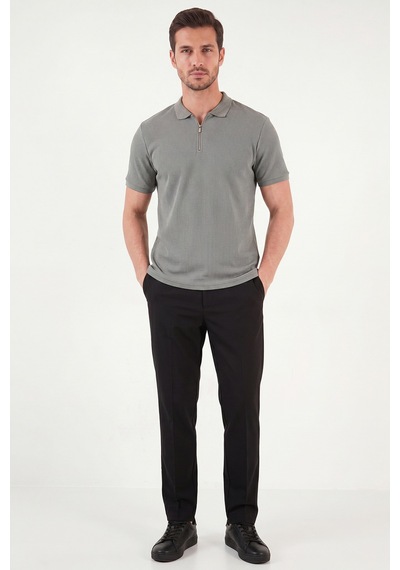 Buratti Pamuklu Regular Fit Fermuarlı Erkek Polo Yaka T Shirt 5902738 Açık Haki