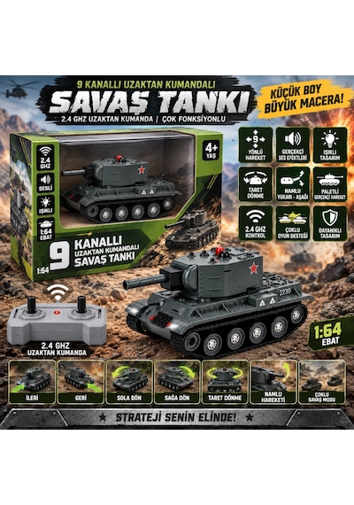 Bezos Sh59658 2.4 Ghz Uzak.kum.tank 9 Yönlü Oyuncak Tank Dmc