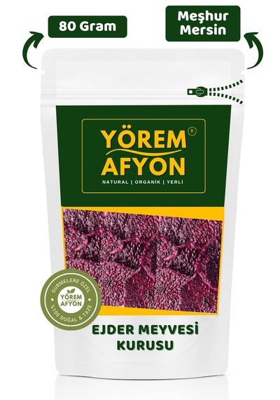 Yörem Afyon Diyet Dostu Glütensiz Besin Değerleri Korunarak Kurutulmuş Kırmızı Ejder Meyvesi 80gr. 80 G