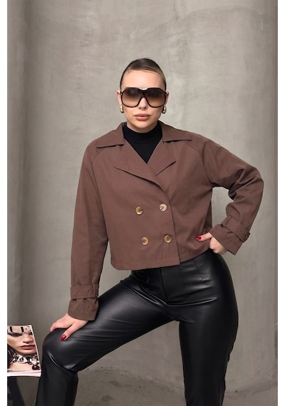 Olcay Kruvaze Oversize Ceket Kahve 8278