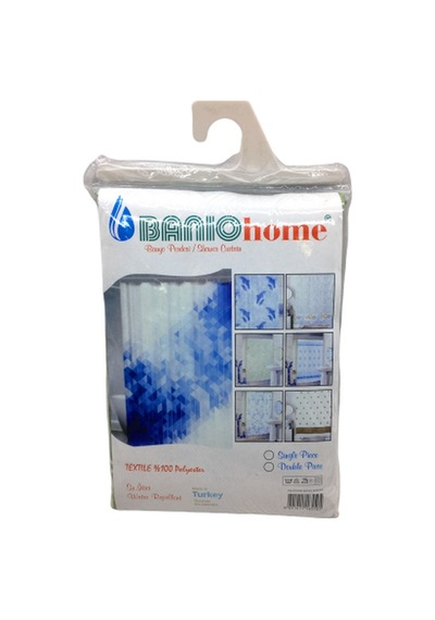 Polyester Çift Kanat Su İtici Banyo Perdesi 90x200cm 5399 Çok Renkli