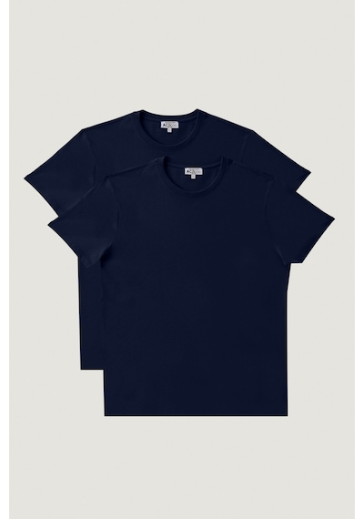 Ac&Co / Altınyıldız Classics Erkek Lacıvert-lacıvert Slim Fit Bisiklet Yaka 2'li Düz Tişört Paketi Lacıvert-lacıvert Lacivert