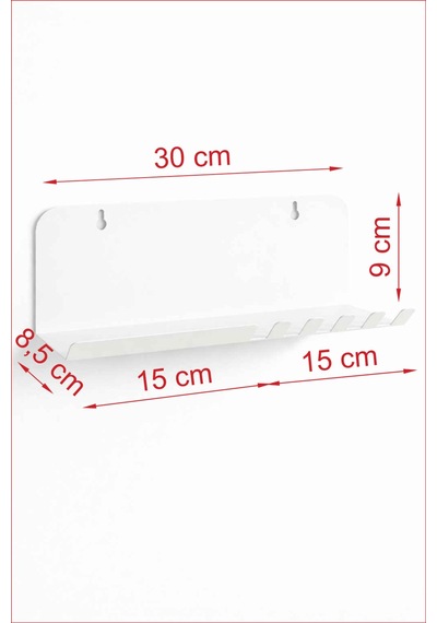 Anahtarlık Modern Metal Antre Ve Takı Düzenleyici Duvar Rafı Beyaz
