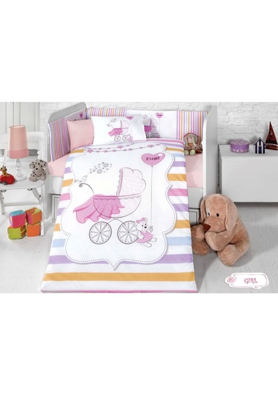 Komfort Home Bebek Uyku Seti 8 Parça Ranforce %100 Pamuk /Girl