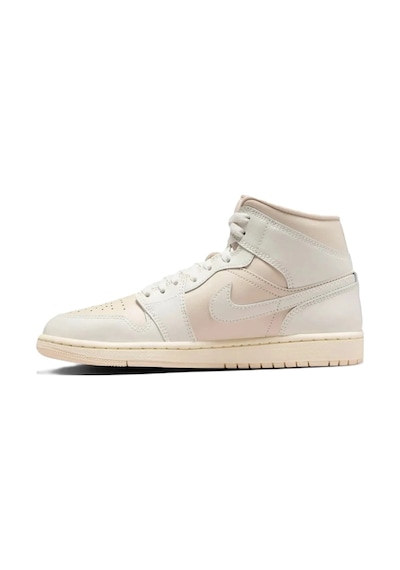 Nike Air Jordan 1 Mid Unisex Leather Sneaker Hakiki Deri Bilekli Günlük Spor Ayakkabı Krem Krem