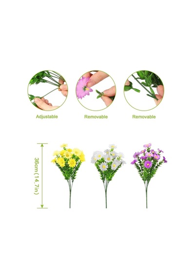 Yapay Çiçek Yeşil Papatya 5 Dallı Plastik Dekoratif Yapay Bitki