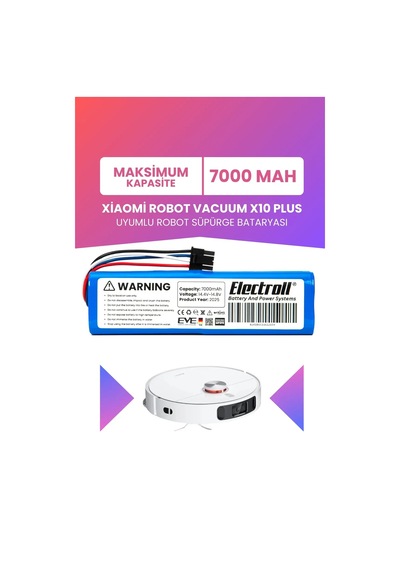 Mi Robot Vacuum X10 Plus Uyumlu Batarya 7000mah Pil Robot Süpürge Bataryası Bhr6363eu