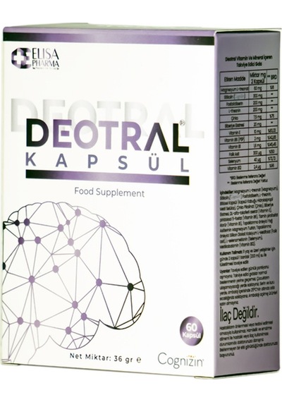 Deotral Sitikolin Fosfatidilserin Folik Asit B Vitamini İçeren Takviye Edici Gıda 60 Kapsül