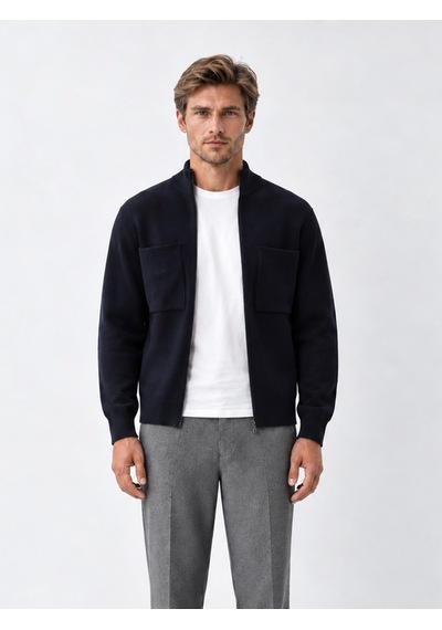 Xint Lacivert Regular Fit Dik Yaka Pamuklu Hırka 801666