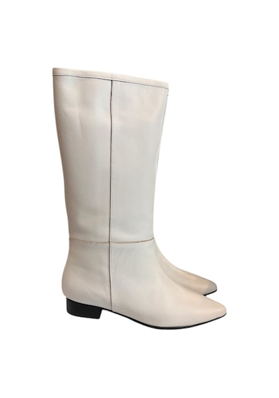 Tufan Shoes Bej Hakiki Deri Kısa Boy Çizme Bej