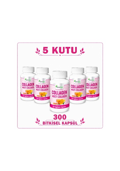 Collagen Multi Collagen 5 Kutu 300 Bitkisel Kapsül Kolajen Takviye Edici Gıda