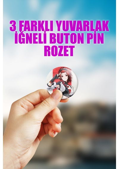 Chixia Wuthering Waves Gacha Çanta Süsü Rozet İğneli Buton Rozet Seti 3 Adet Üçlü