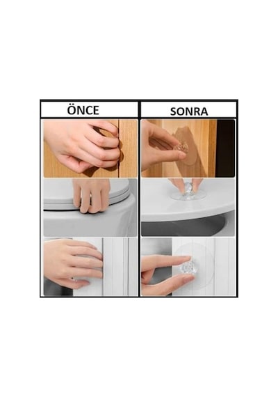 10 Adet Şeffaf Kristal Başlıklı, Yapışkanlı Dolap-çekmece Kulp - Banyo Askısı - Klozet Kapağı Tutucu Diğer