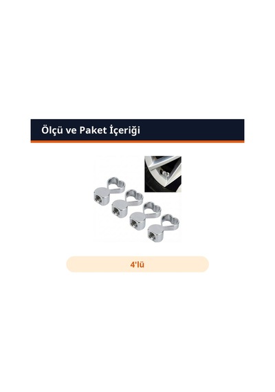 Trobus 4'lü Sibop Kapağı Alüminyum Kalp Desenli Set Krom