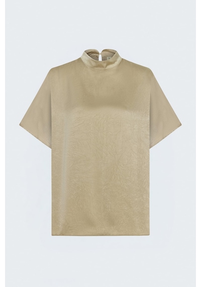 Sateen Yarasa Kol Bluz - Bej-137834