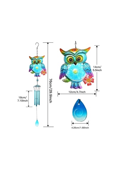 Feng Shui Baykuş Tasarımlı Cam İşlemeli Rüzgar Çanı Bahçe Balkon Dekorasyon Ürünü Yeni Ev Hediyesi 40  Cm 26274204