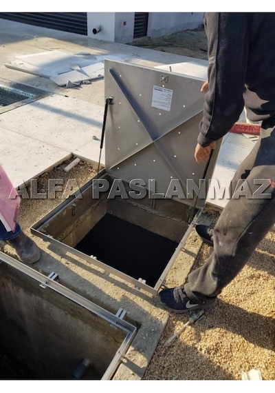 Üzeri Mermer Uygulanabilir AISI 304 Kalite 70x70 cm Paslanmaz Makine Daire Kapağı