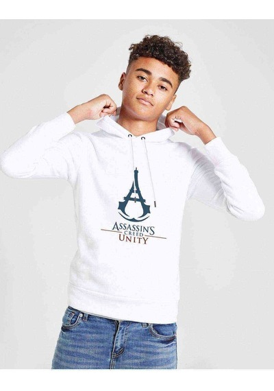 Tshirthane Assasin Creed Unity Baskılı Unisex Çocuk Kapüşonlu Beyaz Sweat (528971762) Beyaz