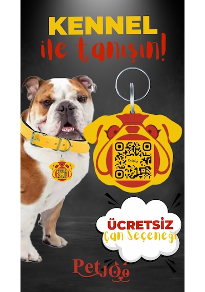 Petjoo 16.Kennel Kırmızı-Sarı Qr'lı Köpek Künyesi
