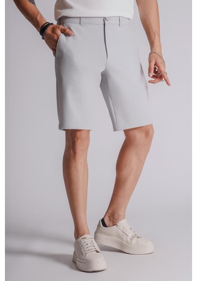 Braccas Erkek Yandan Cepli Klasik Bel Slim Fit Chino Şort Gri Gri