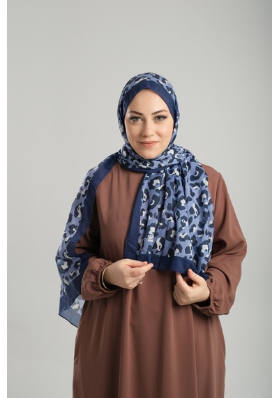 Giverny Lila Desenli Şal Kesik Elyaf Pamuksu Leopar Dijital Baskılı 202125 28 Lila