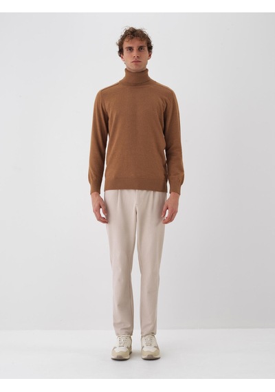 Xint Camel Doğal Yün Dokulu Regular Fit Kazak 801826