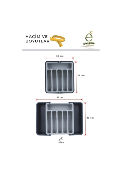 Ayarlanabilir Çekmece Kaşıklık Genişleyebilen Organizer Büyük Boy Çatal Kaşık Düzenleyici Beyaz