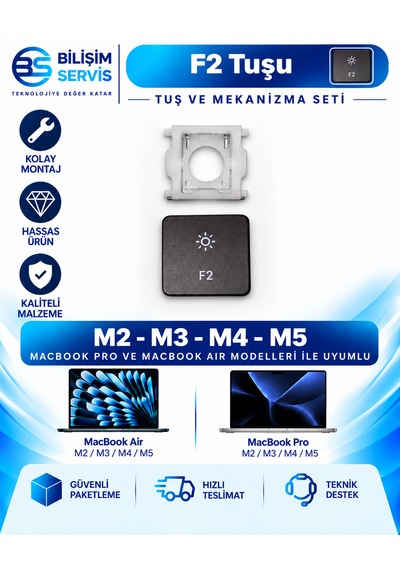 Apple Uyumlu Macbook Air & Pro M2 - M3 - M4 - M5 Yedek Klavye Tuşu Ve Mekanizması / F2 Tuşu
