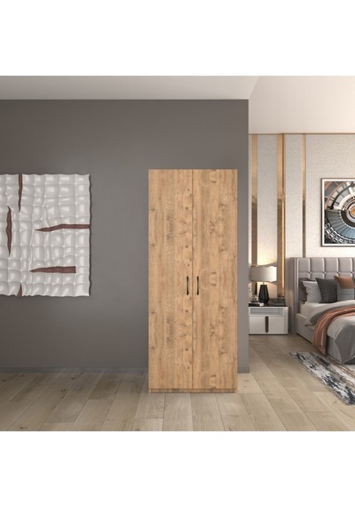 2 Kapaklı 5 Katlı Elbise Dolabı Çok Amaçlı Dolap Ceviz