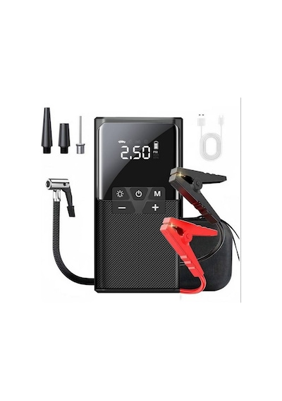 Akü Takviye Cihazı Dijital Hava Pompası 150 Psi Powerbank Özellikli Led Işıklı Jump Starter