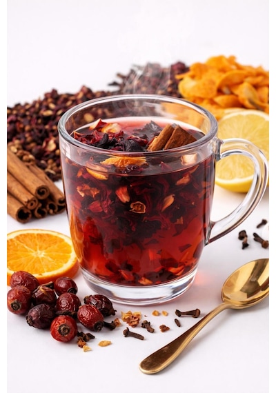 Kış Çayı 80 G Limon Kabuğu Portakal Kabuğu Hibiskus Kuşburnu Tarçın Karanfil