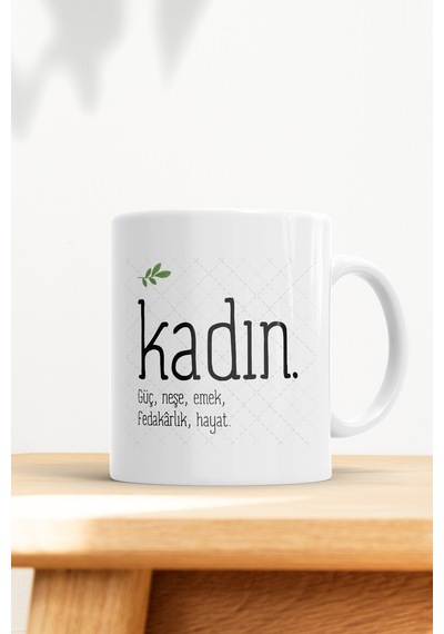 Kadın Baskılı Kupa Bardak Beyaz