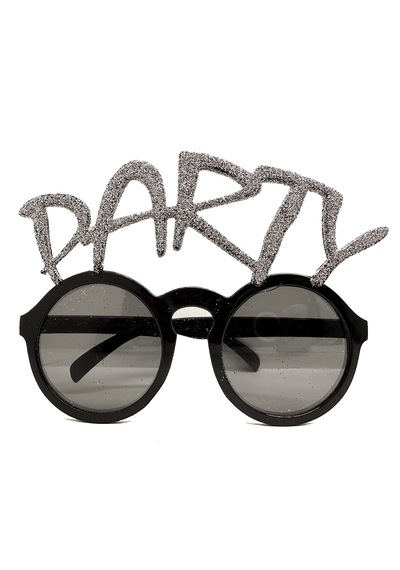 Gümüş Simli Party Yazılı Parti Gözlüğü Show 15x7 Cm 5286