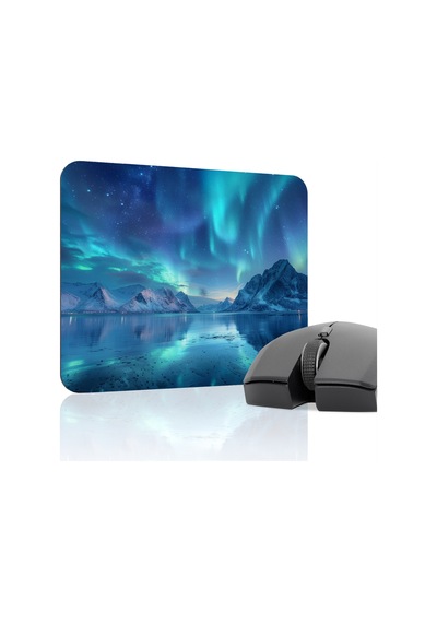 Aurora Kuzey Işıkları Kaymaz Dikişli Kauçuk Oyuncu Mousepad V1 - 22x18 Gaming Mouse Pad Fare Altlığı