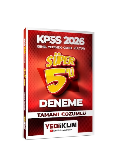 Yediiklim Yayınları 2026 Kpss Genel Yetenek Genel Kültür Tamamı Çözümlü Süper 5 Li Deneme