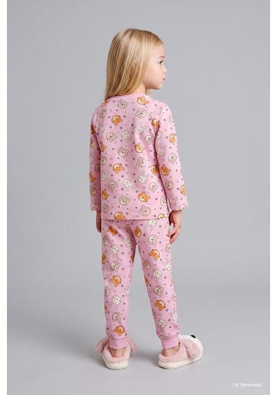 Defacto Desenli 2li Pijama Takımı Kız Bebek I3902a526auer105 Ekru-er105