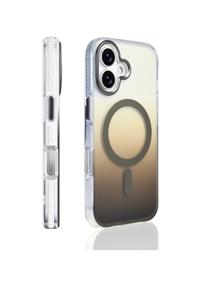 Apple Uyumlu iPhone 17 Kılıf Transparan Renk Geçişli M-safe Şarj Özellikli Toros Kapak Gri