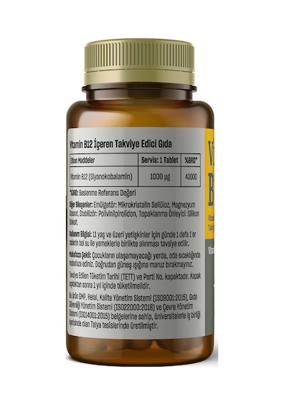 Talya Vitamin B12 İçeren Takviye Edici Gıda 1000 Mg 60 Tablet