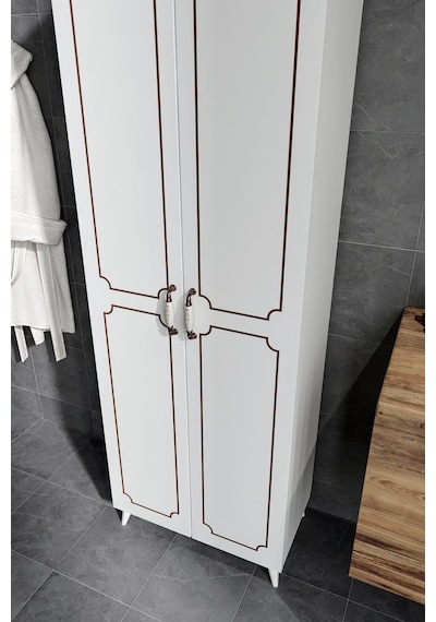 2 Kapaklı 5 Bölmeli Geniş Çok Amaçlı Banyo Dolabı - Tamamı 1. Kal Beyaz