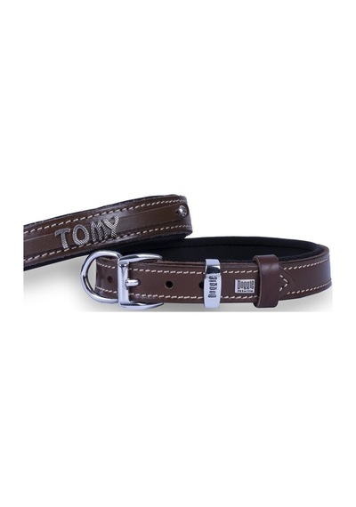 Doggie İsimlikli Deri Boyun Tasması M 2.5x37-45CM Kahverengi