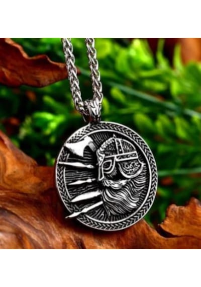 Paslanmaz Çelik Çift Taraflı Yaşam Ağacı Viking Kolye Gümüş