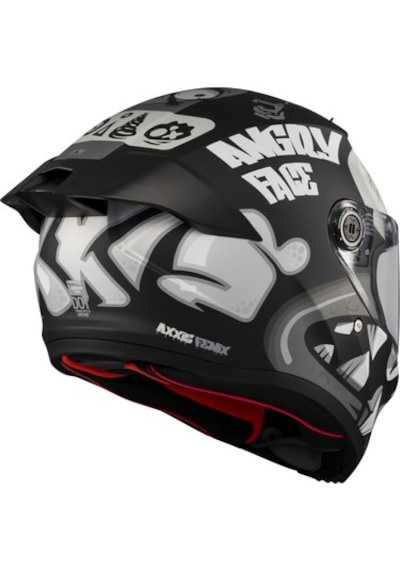 Axxis Fenıx Angry Face B2 Şeffaf Vizörlü Kapalı Kask Black Grey Matt