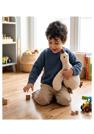 Sevimli Uyku Arkadaşı Antialerjik- Vidalı Göz- Teddy Ekru Kaz