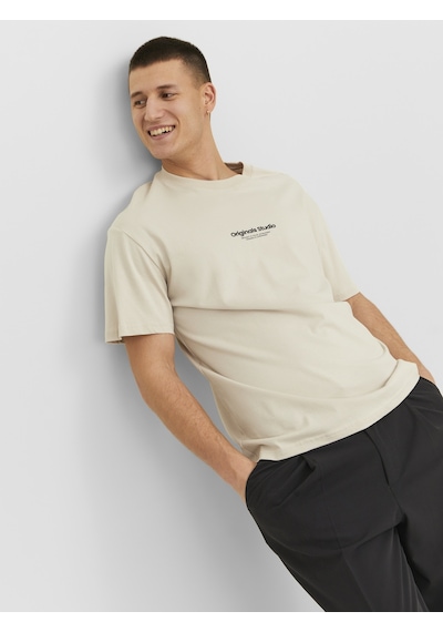 Jack & Jones Erkek Kabartma Logo Baskılı Tişört - Vesterbro Moonbeam Çok Renkli