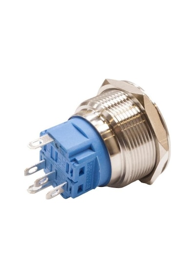 Motorobit 25B-P1-E 25Mm Düz Yaylı Işıklı Metal Buton - Sarı