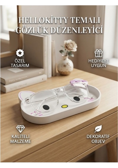 Hello Kitty Karakter Figür Tasarımlı Gözlük Tutucu Ve Çok Amaçlı Organizer