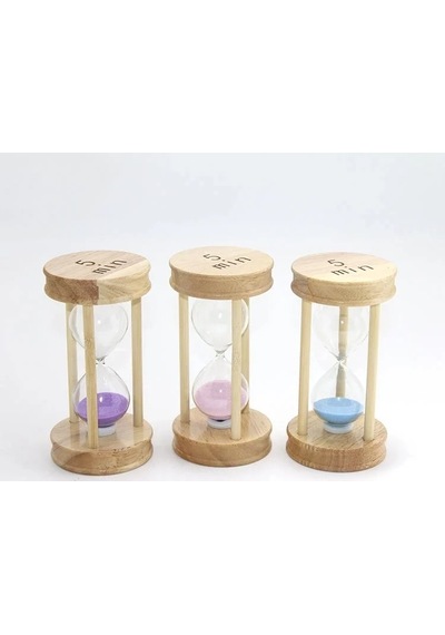 Ahşap Kumsaati 5 Dakika - 14x7 Cm Dekoratif Doğal Ahşap Zaman Ölçer No:5